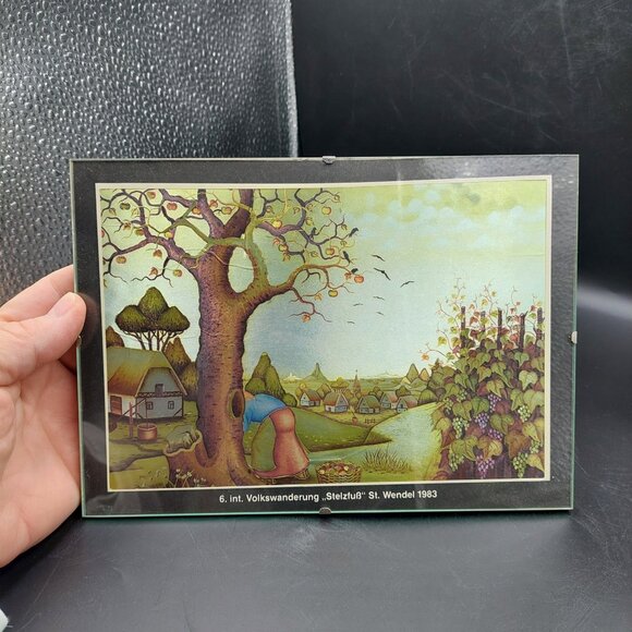 4 Vintage 1980s Framed Foil Art Pictures Volkswanderung StelzfuB St Wendel - Picture 4 of 10